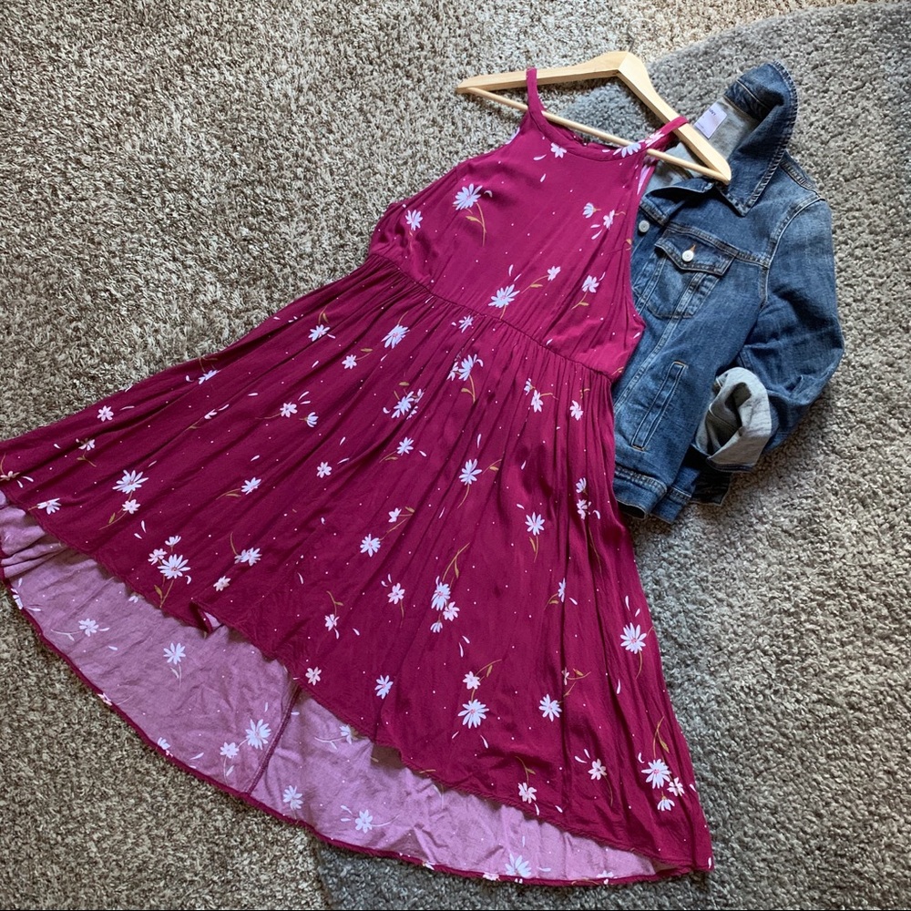 Torrid Maroon Floral High-Low Challis Dress